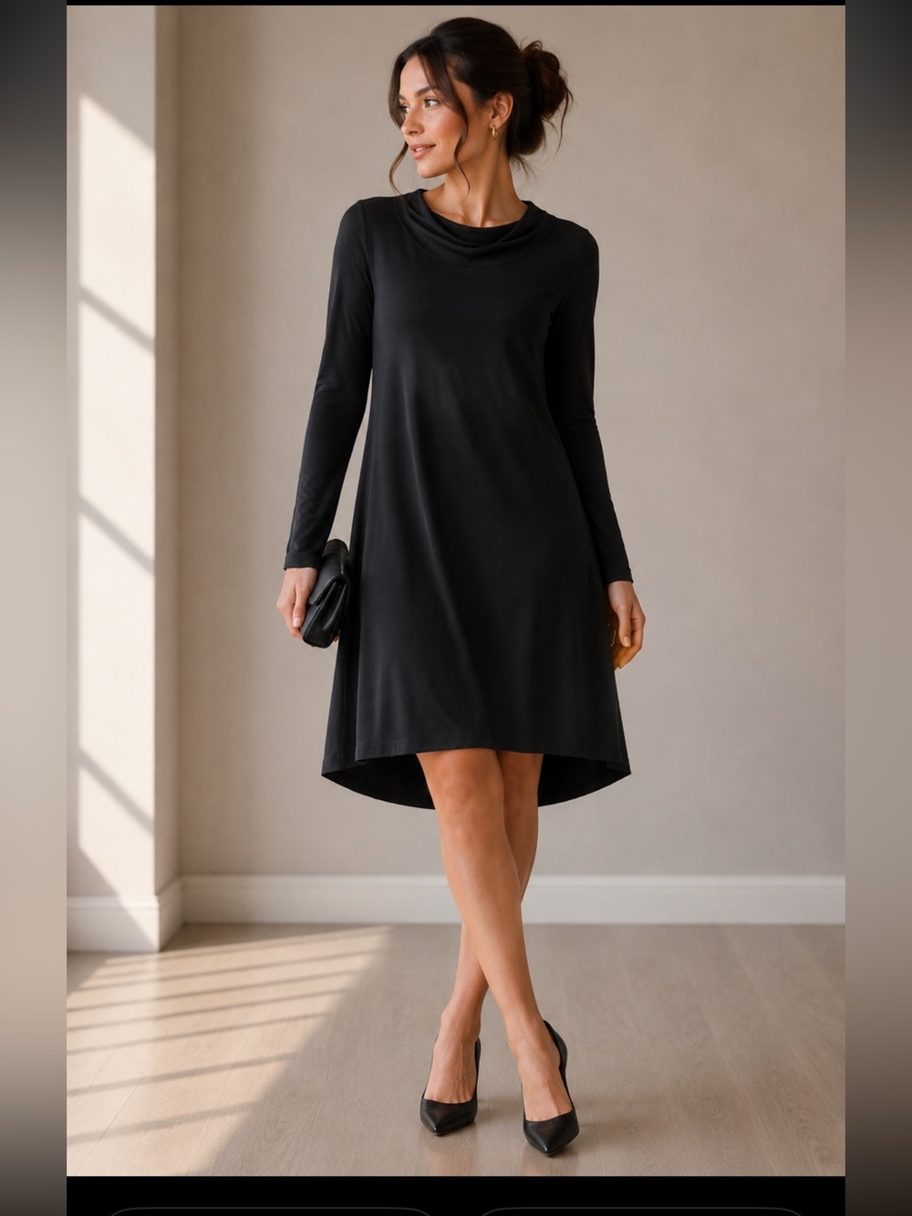 Eileen fisher black mini dress size medium